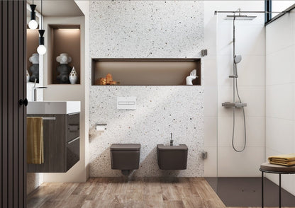 INSPIRA Vas WC suspendat  Square Rimless 37x56 cm evacuare orizontala, maro (coffee)