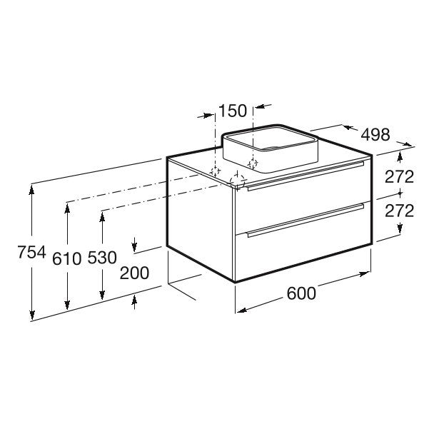 INSPIRA  Masca lavoar baie cu blat si doua sertare 80x50 cm, alb lucios