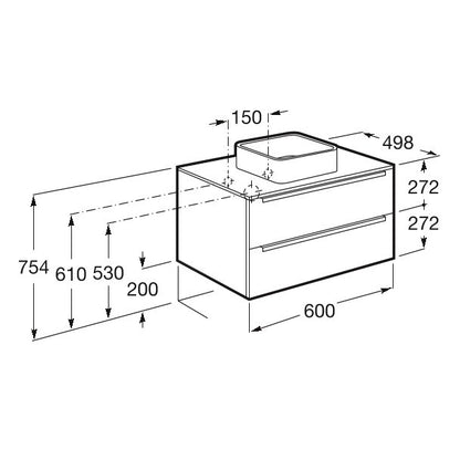 INSPIRA  Masca lavoar baie cu blat si doua sertare 80x50 cm, alb lucios