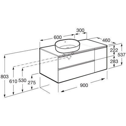 The Gap Masca lavoar baie suspendata cu 2 sertare si o usa, stanga 90x46xH54 cm, gri mat