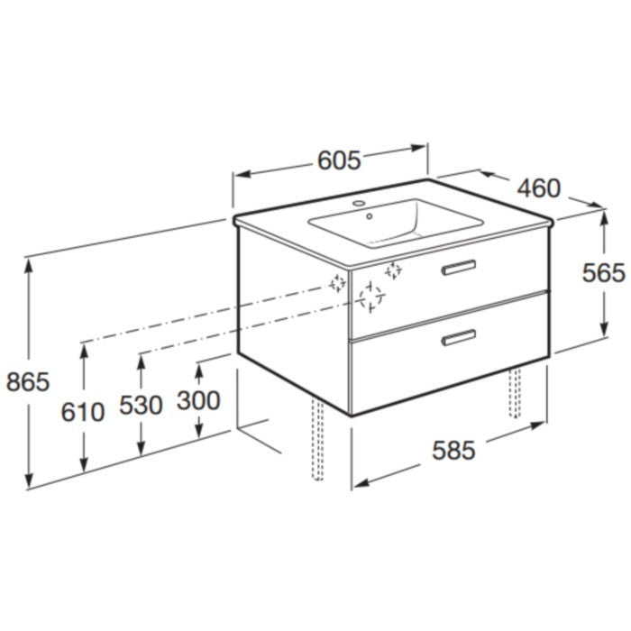 Victoria Set mobilier baie (masca si lavoar)  Basic 60x46xH57 cm, alb