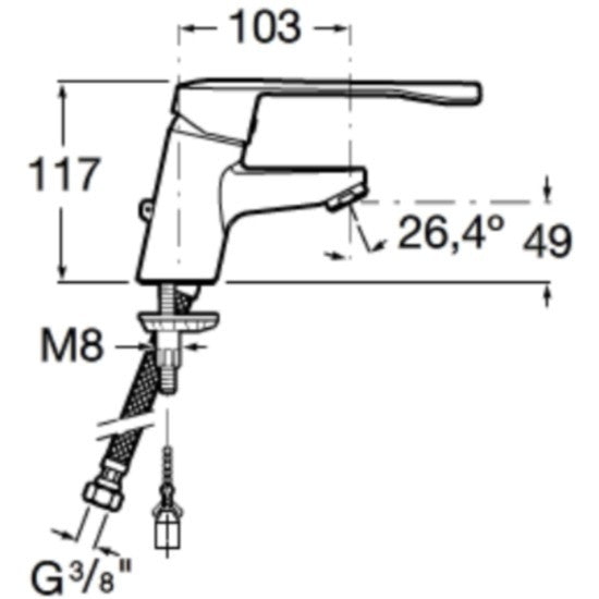 Victoria  Pro Baterie lavoar monocomanda cu maner clinic, spatii publice