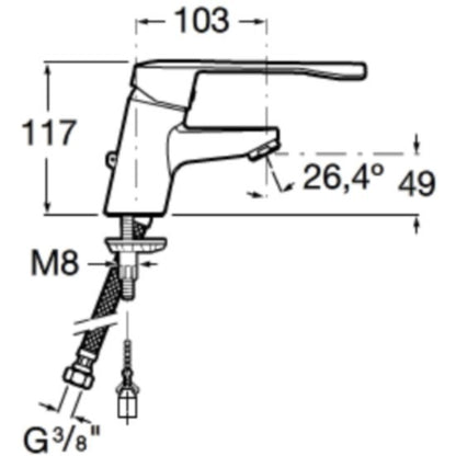 Victoria  Pro Baterie lavoar monocomanda cu maner clinic, spatii publice